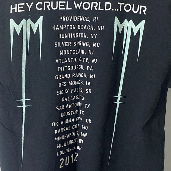 MARILYN MANSON Mens Black Short Sleeve T Shirt Size S 2012 Cruel World Tour - Picture 5 of 8